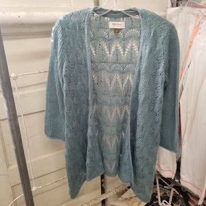 Sonoma Small Light Teal Blue Lagenlook Cardigan